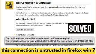 this connection is untrusted - firefox | how to fix untrusted connection | quick it support |