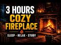 3 Hour Fireplace in Cozy Cabin 🔥 Warm Fire Sounds for Sleeping, Relaxing &amp; Studying.