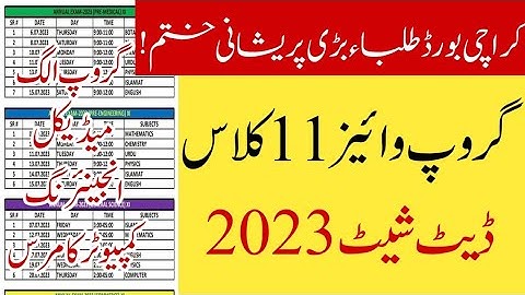 All Group Karachi board first year medical, engineering, General Science & Commerce date sheet 2023