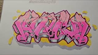 Graffiti Art Name 'AHNYA' Full Timelapse