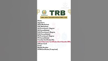 PGTRB # DOCUMENTS REQUIRED for application #2025