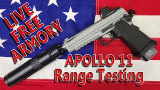 Live Free Armory Apollo 11 - Range Test with Factory Recoil Spring, Alaskan 360 and Omega 36M