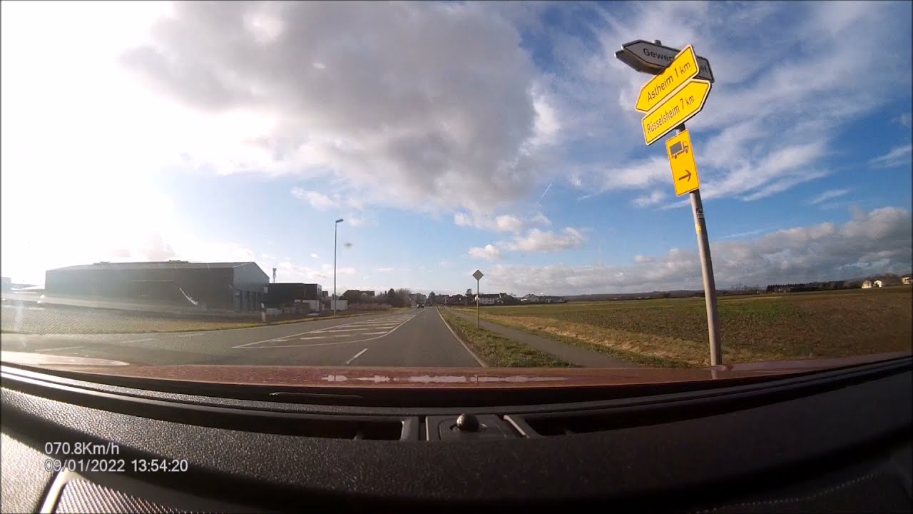 ! Autofahrt im Ried/GG: Trebur --:-- Astheim --:-- Trebur