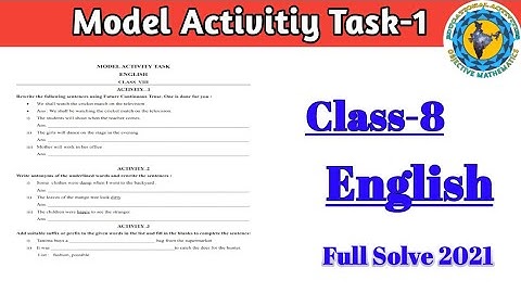 Class-8 English Model Activity Task part-1 Full Solve #WBBSE‎@Educational Activities Bengali 