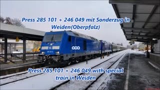 Press 285 101 + 246 049 mit Sonderzug in Weiden(Oberpfalz)