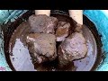Dusty crunchy Soft Clay Slabs crumble dry on floor and dipping in water 💦💦💦 paste play Asmr