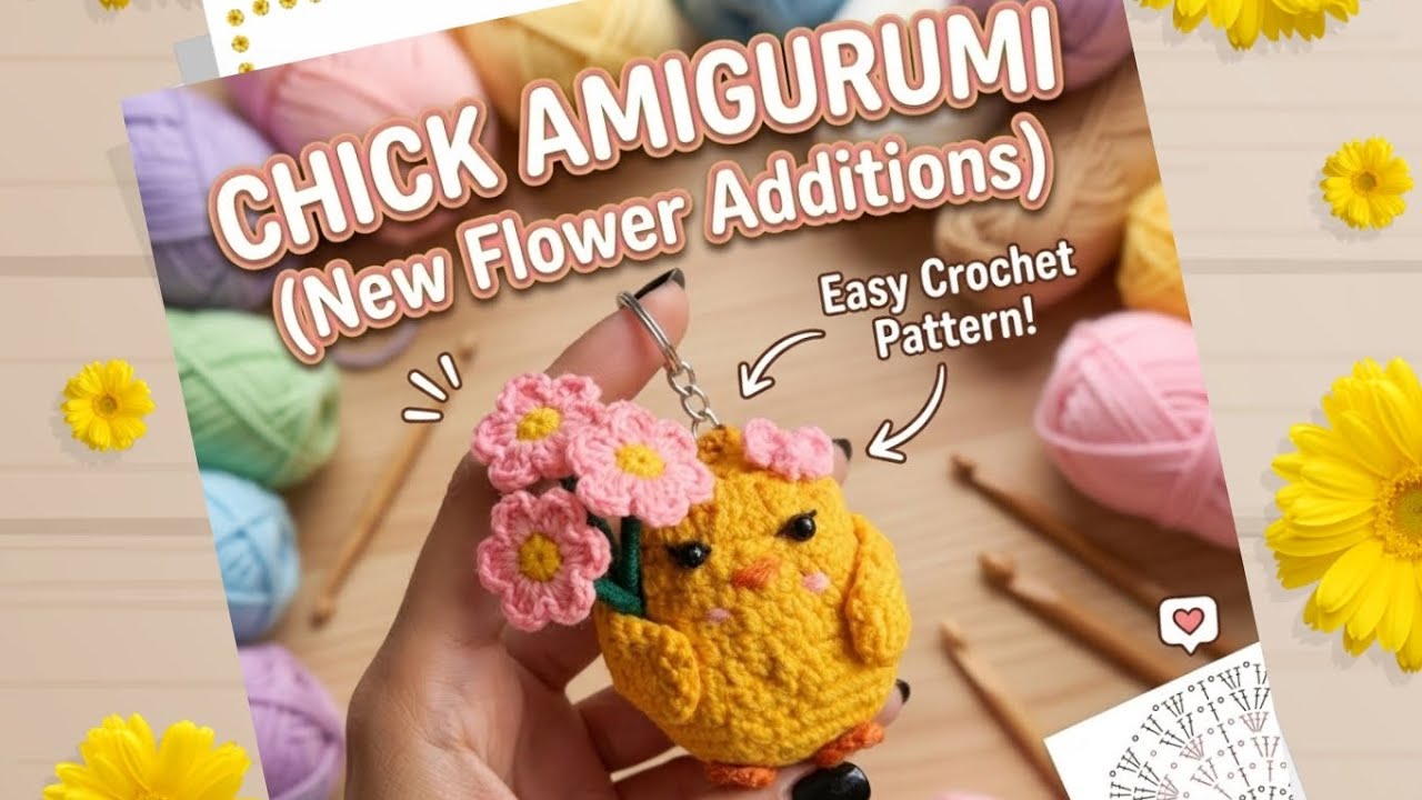 DIY Crochet Chick Keychain 🐥 (With Mini Flowers!) | Easy Amigurumi Tutorial