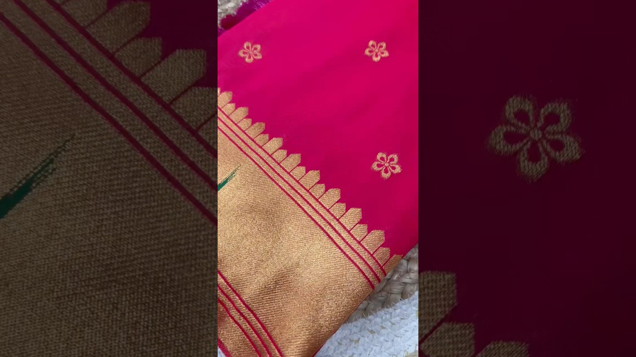 Paithani Silk Saree with Peacock Parrot Deer Meenakari Pallu
