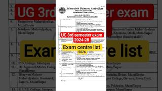 Exam centre list UG 3rd semester exam 2024-28 Brabu University muzaffarpur 2026 Exam