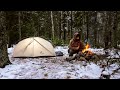 Winter Camping in Rain and Snow