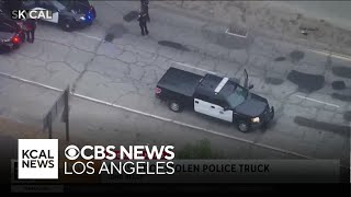 Long Beach police pursued one of their own vehicles after suspect hijacked the police truck