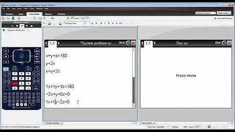 Writing and Solving a 3x3 System of Equations using the TI-Nspire CX
