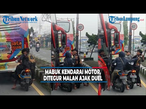 Viral Remaja Mabuk Kendarai Motor, Ditegur Sopir Bus Malah Ajak Duel @TRIBUNLAMPUNGNEWSVIDEO
