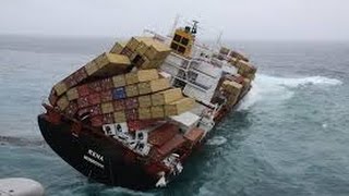 A Cargo Ship Losing Cargo during Rough Weather