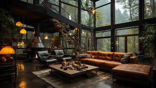 Stress Relief with Smooth Piano Jazz Music - Cozy Rainforest Room Ambience & Gentle Rain Sounds 🌧️