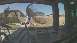 High winds make trampoline fly in Arizona neighborhood