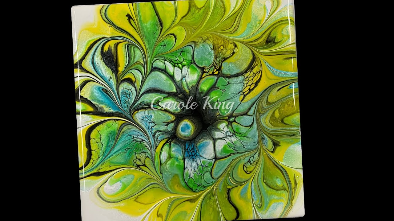(1256) Modified Bloom Technique~Acrylic Paint Pouring 💛💚🧡 - YouTube