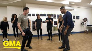 Hugh Jackman teaches Michael Strahan to tap dance