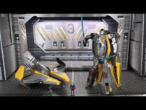 Anakin Skywalker Jedi Starfighter Review & Transformation- Star Wars x Transformers - Hasbro - 2006