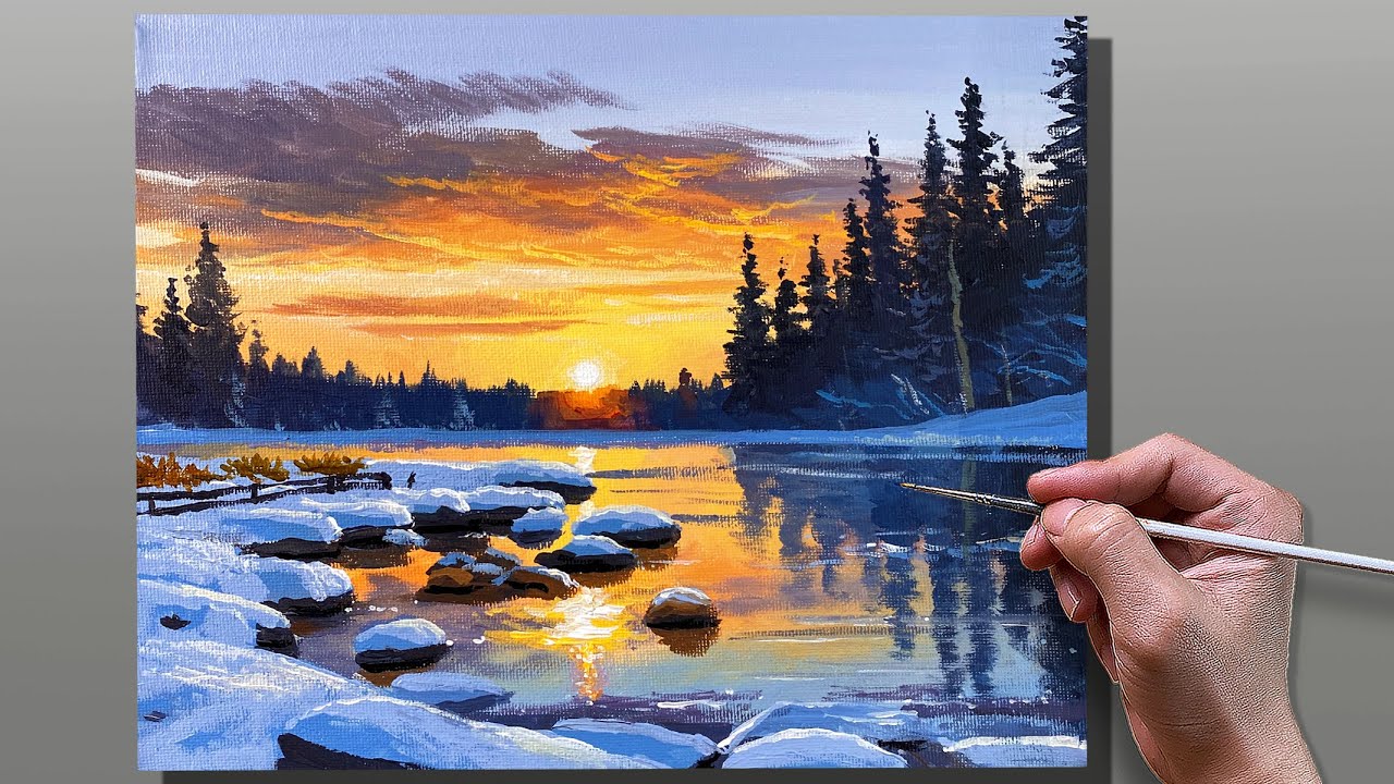 10.Winter Sunset Paintings