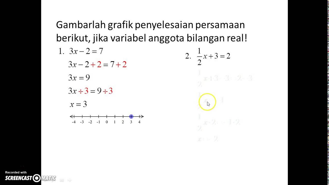 Grafik Penyelesaian Persamaan Linear Satu Variabel Youtube