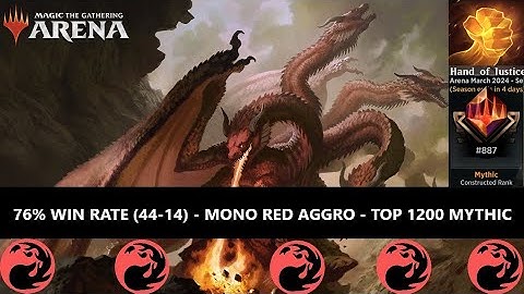 MONO RED AGGRO🔥76% WIN RATE 44-14🔥#887 MYTHIC STANDARD BO1 RANKED MTG ARENA MURDERS AT KARLOV MANOR