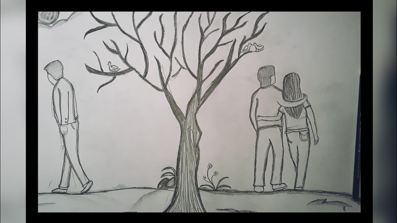 How to draw a couple breakup sketch।।BreakUp Day Drawing।। - YouTube