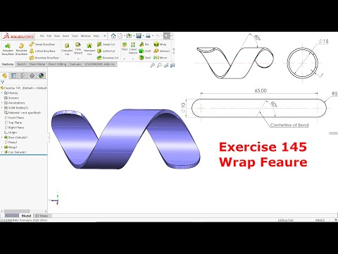 Solidworks tutorial Exercise 145 Wrap feature