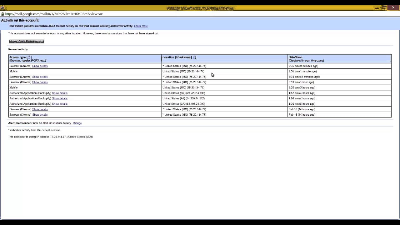 Google Account Activity YouTube