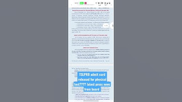 Telangana SI and PC | Admit card released for Physical ???  || Latest press news from TSLPRB #TSLPRB