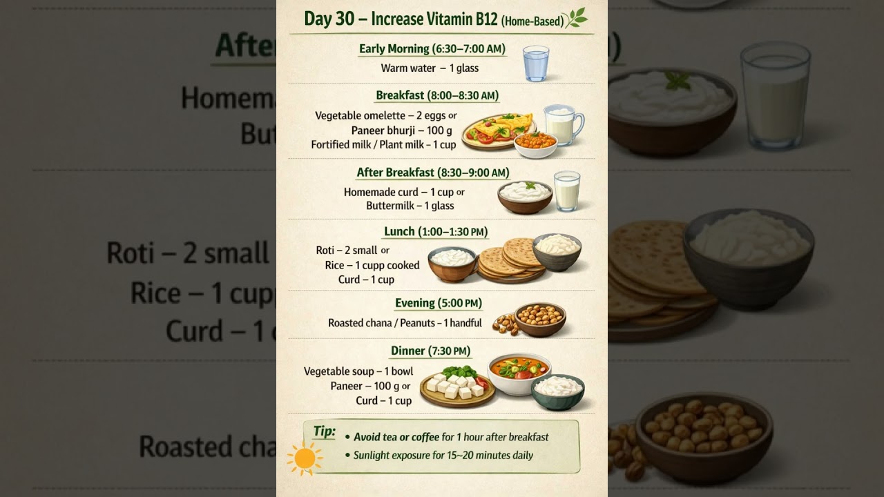 Day 30 Increase Vitamin B12 (new tip) Weight Loss | Diet Plan | Meal Plan