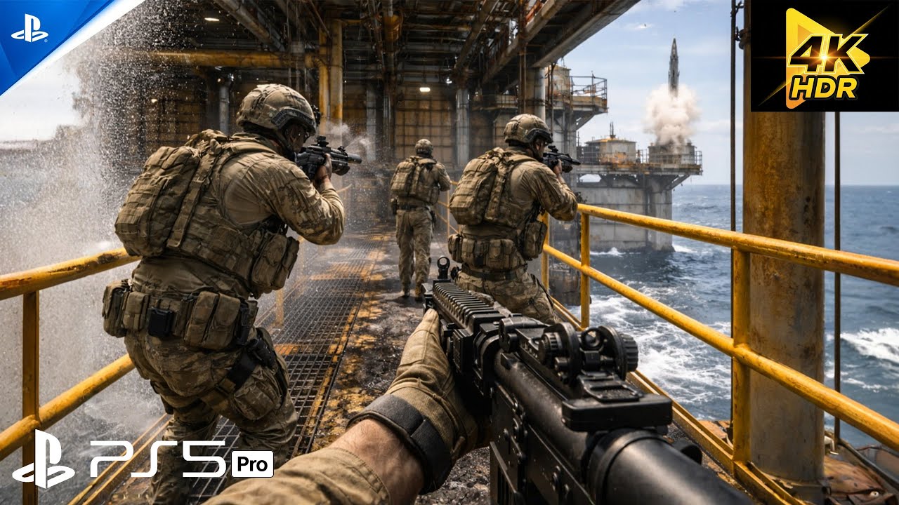 Нападение на ракетную нефтяную платформу посреди океана | Реалистичный геймплей COD MW2 PS5