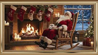 Santa Claus Relaxing by the Fireplace | Cozy Christmas Ambience with Snowfall | 4K screenshot 3