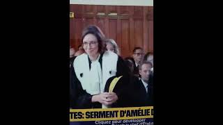 Intronisation de Mme Amélie de Montchalin à la présidence de la Cour des comptes, en robe d’hermine