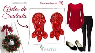 ARETES PARA NAVIDAD ROJOS | CLASE 2 | Soutache Pegado | Outfit Navideño | www.manualidadesdayana.com