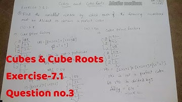 Exercise 7.1 Question no.3-Cubes&CubeRoots-8th class-ncert