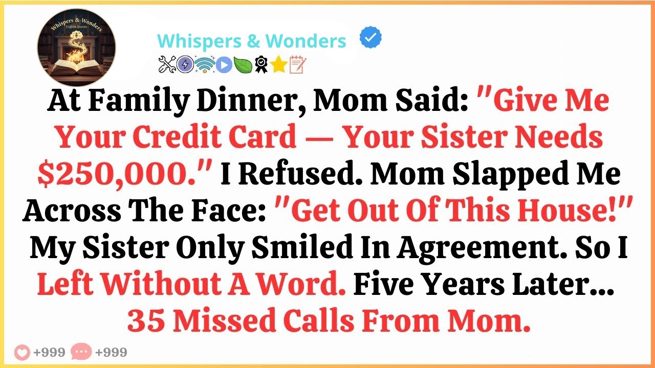 At Family Dinner, Mom Said   Give Me Your Credit Card — Your Sister Needs $250,000   I Refused