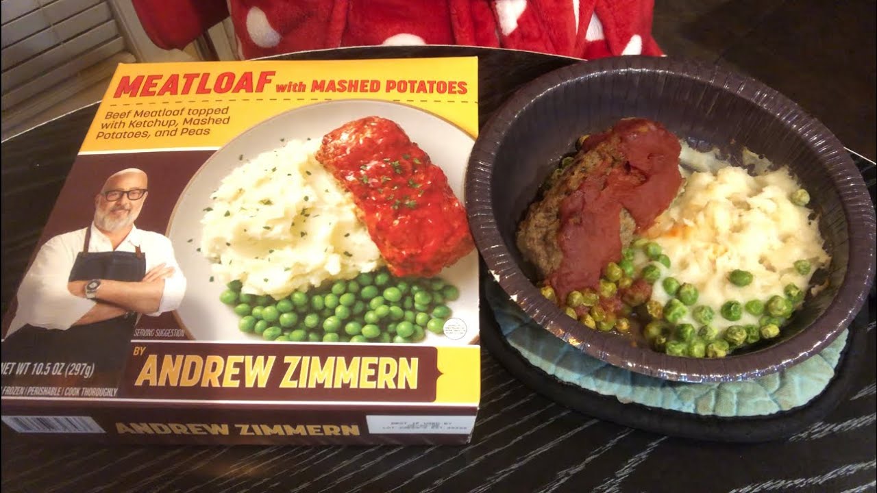 Rating Chef Andrew Zimmern frozen meatloaf, mashed potato, green peas
