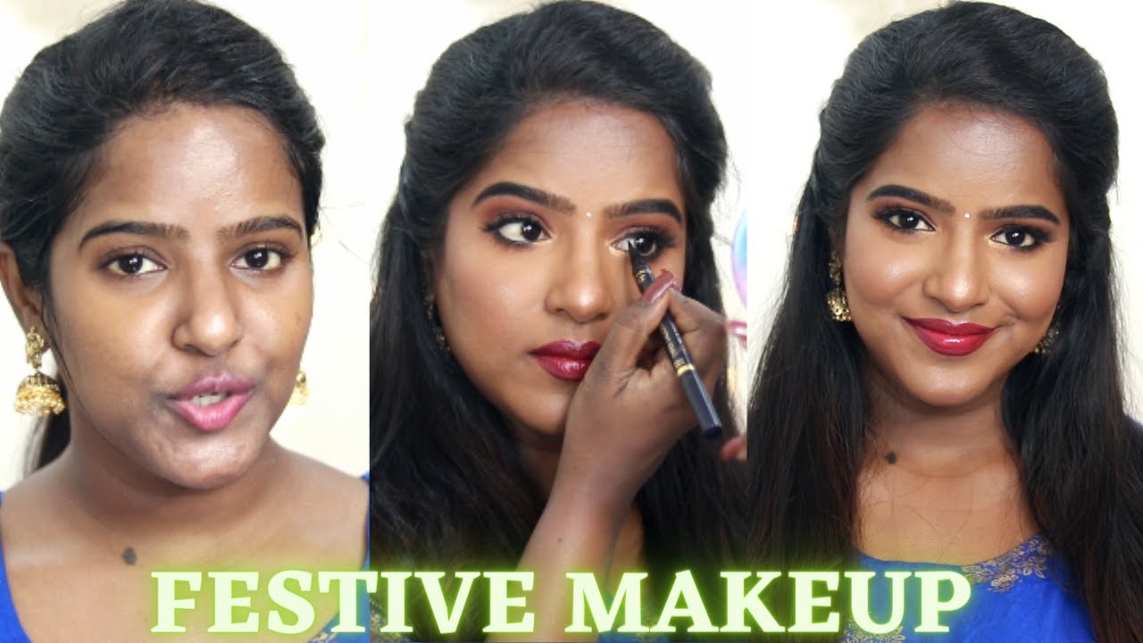 Festive Makeup Transformation On Dusky Indian Skin-Makeup Tutorial in ...