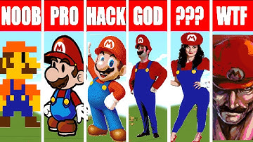 Pixel Art (NOOB vs PRO vs HACKER vs GOD) Super Mario in Minecraft