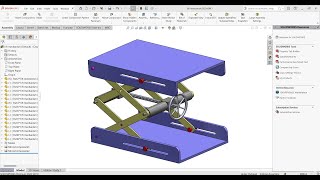 Screw scissor lift mechanism in Solidworks