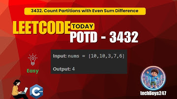 LeetCode 3432 | Count Partitions with Even Sum Difference | Easy C++ Solution 🔥