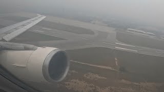 TAKEOFF IN SMOG | PIA A320 TAKEOFF FROM LAHORE | Taxi + Takeoff | LHE-KHI | PK305 | AP-BLS