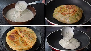 10 Min. Garlic Paratha Recipe With Liquid Dough | No Kneading No Rolling Paratha Recipe | Toasted