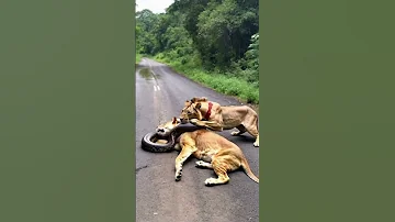 Lion And Snake Naturelovers Snakeslover Snakelover Wildlife 