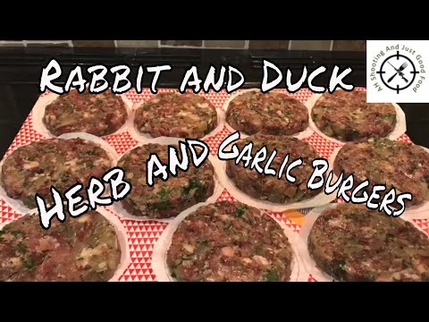 Rabbit, Duck, Herb And Garlic Burger recipe.