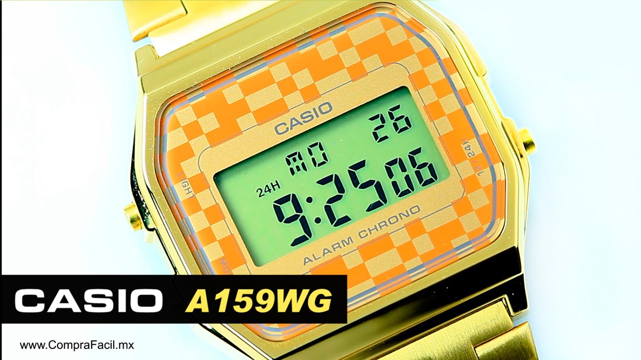Reloj Casio A159W Dorado Cuadros Gold Retro - CompraFacil ...