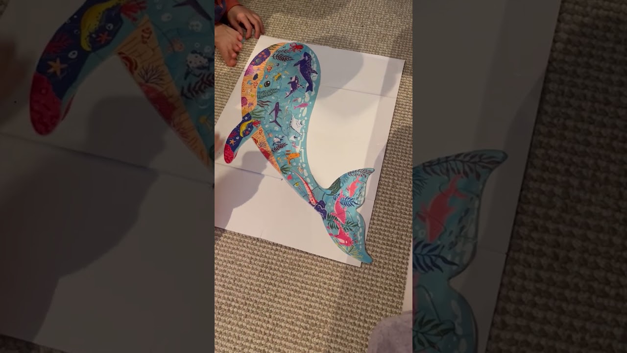 Puzzles  - Whale - 50 Pieces Ocean World - Animal Shaped Floor Jigsaw Puzzles (Whale) -finished