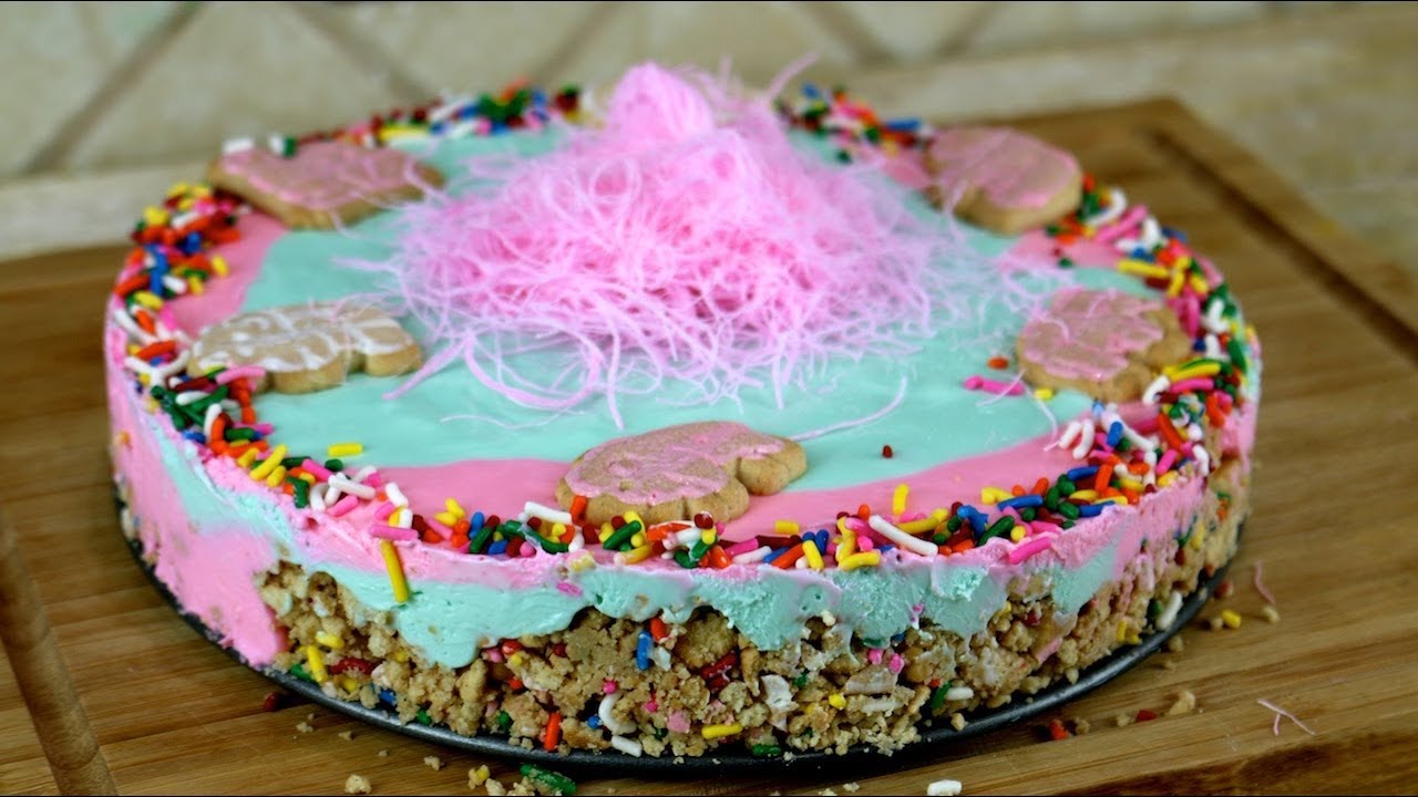Colorful Cotton Candy Cheesecake | FunFoods - YouTube
