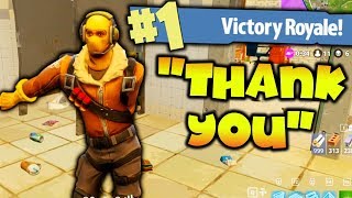 HELPING KID WIN HIS FIRST FORTNITE GAME!!!!